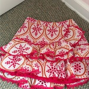 Floral Pink and Orange Women's Skirt